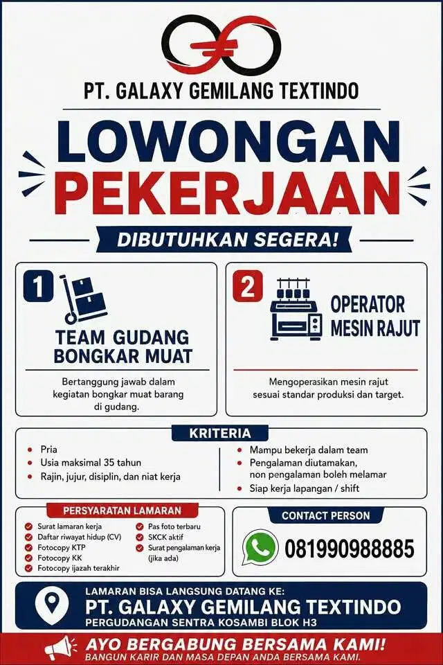 Lowongan kerja gudang tekstil