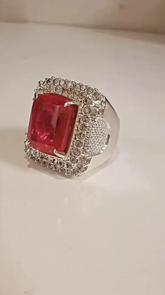 Batu merah siam ring perak tebal