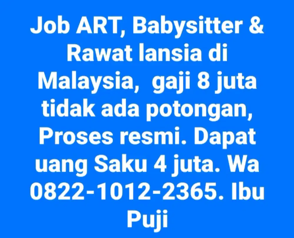 butuh art, babysitter, rawat lansia