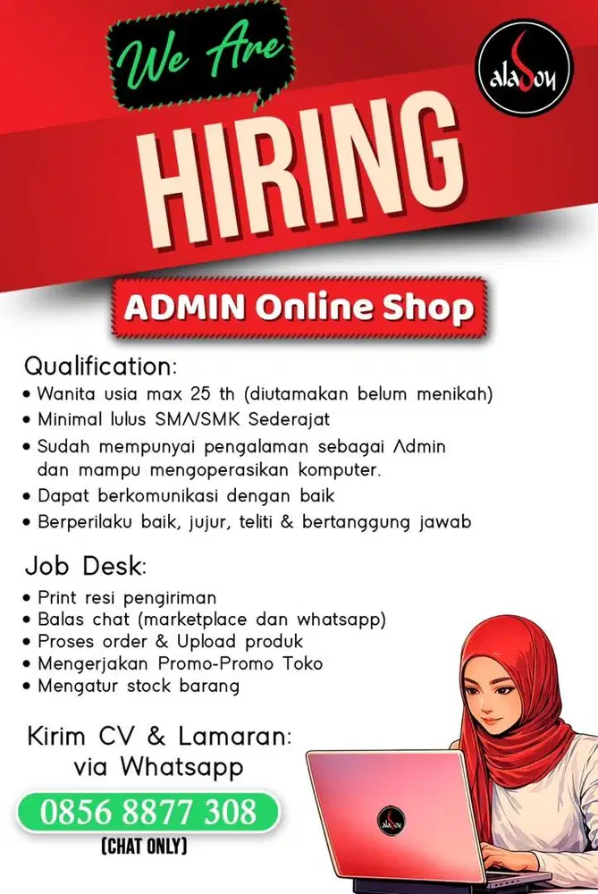 Di Butuhkan Admin Online Shop