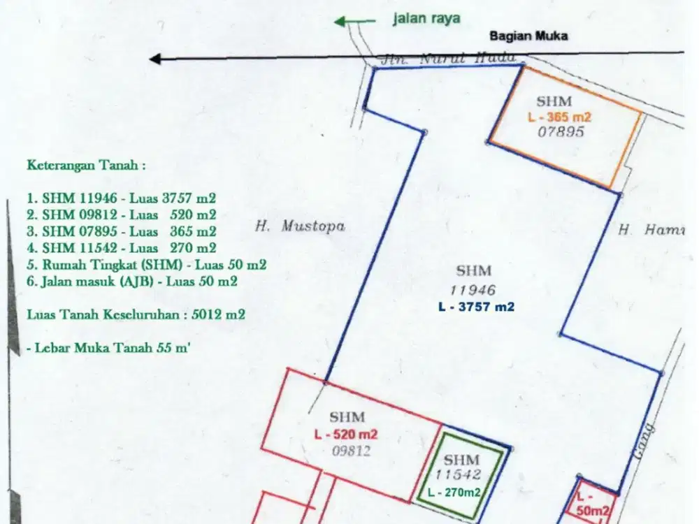 Tanah kosong di pinggir jalan raya kalimalang jakasampurna bekasi barat LT.5012m shm
