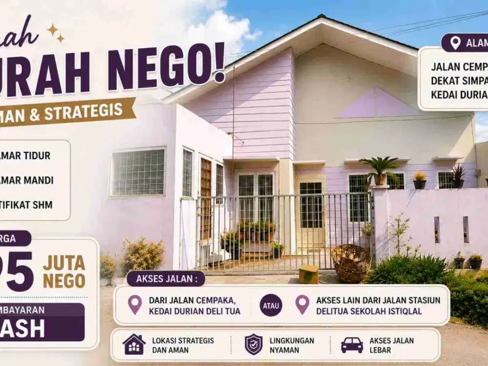 Dijual rumah murah Nego ada kios depan rumah bisa utk usaha dekat Mercy johor Deli tua marendal