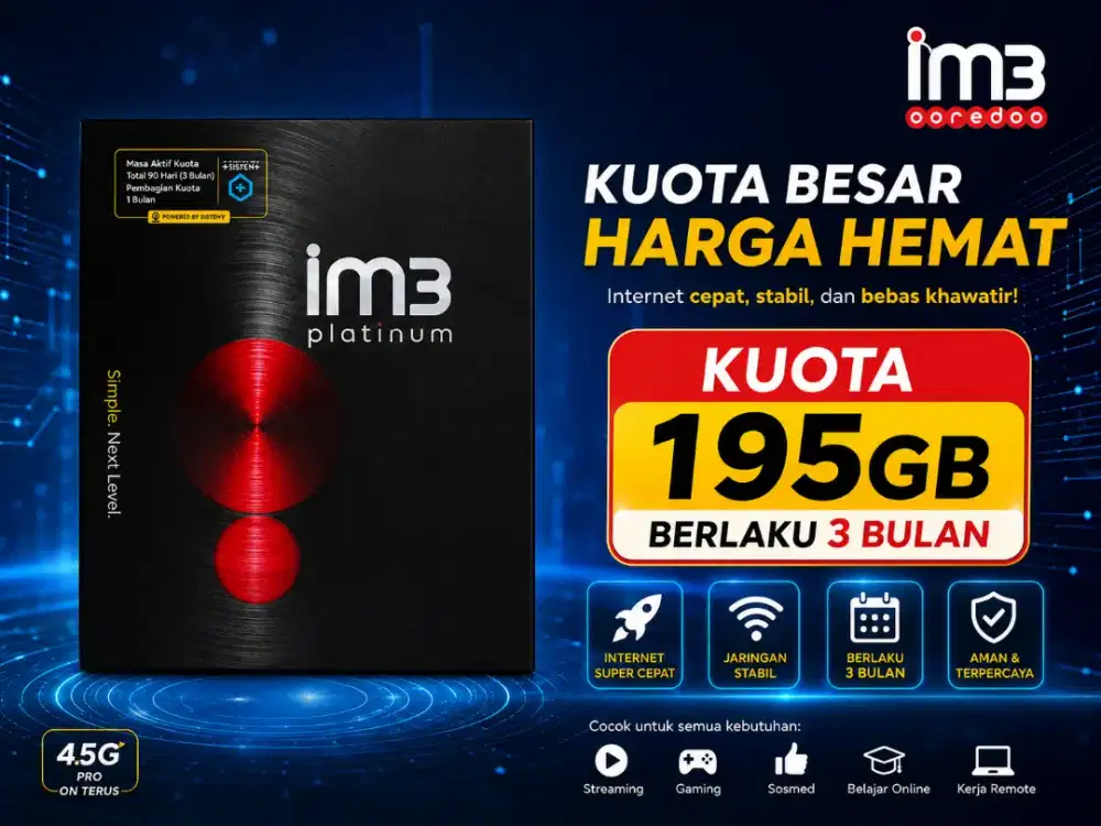 Kartu sim perdana kuota im3 ooredo 195gb
