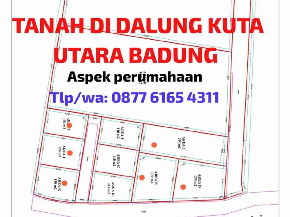 Tanah 100m2 di Dalung dekat kantor desa