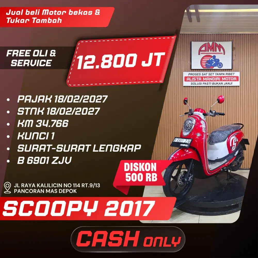 SCOOPY SPORTY 2017 PAJAK HIDUP CASH ONLY ALISTA