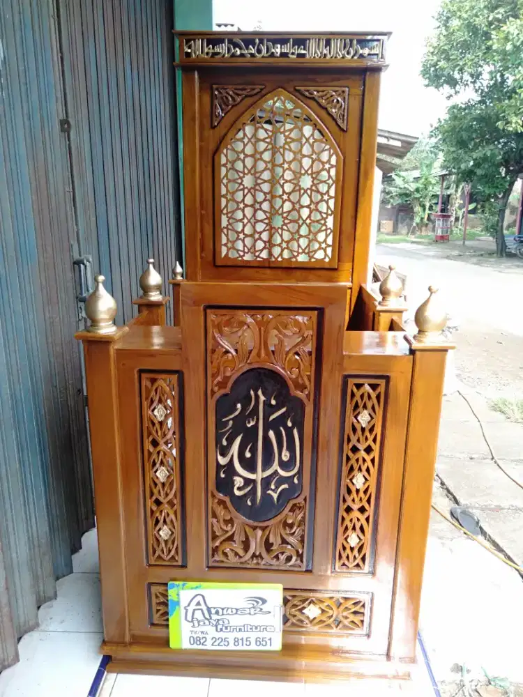 Mimbar masjid minimalis full kayu jati