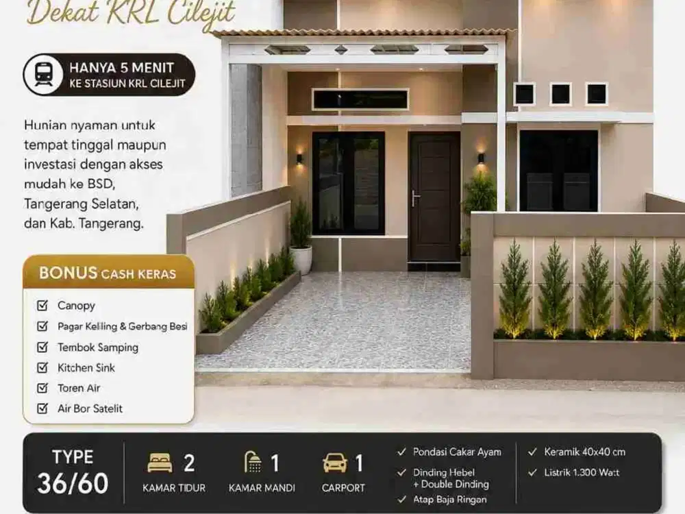 Jual Rumah Murah Dekat Stasiun Cilejit Banyak Bonusnya