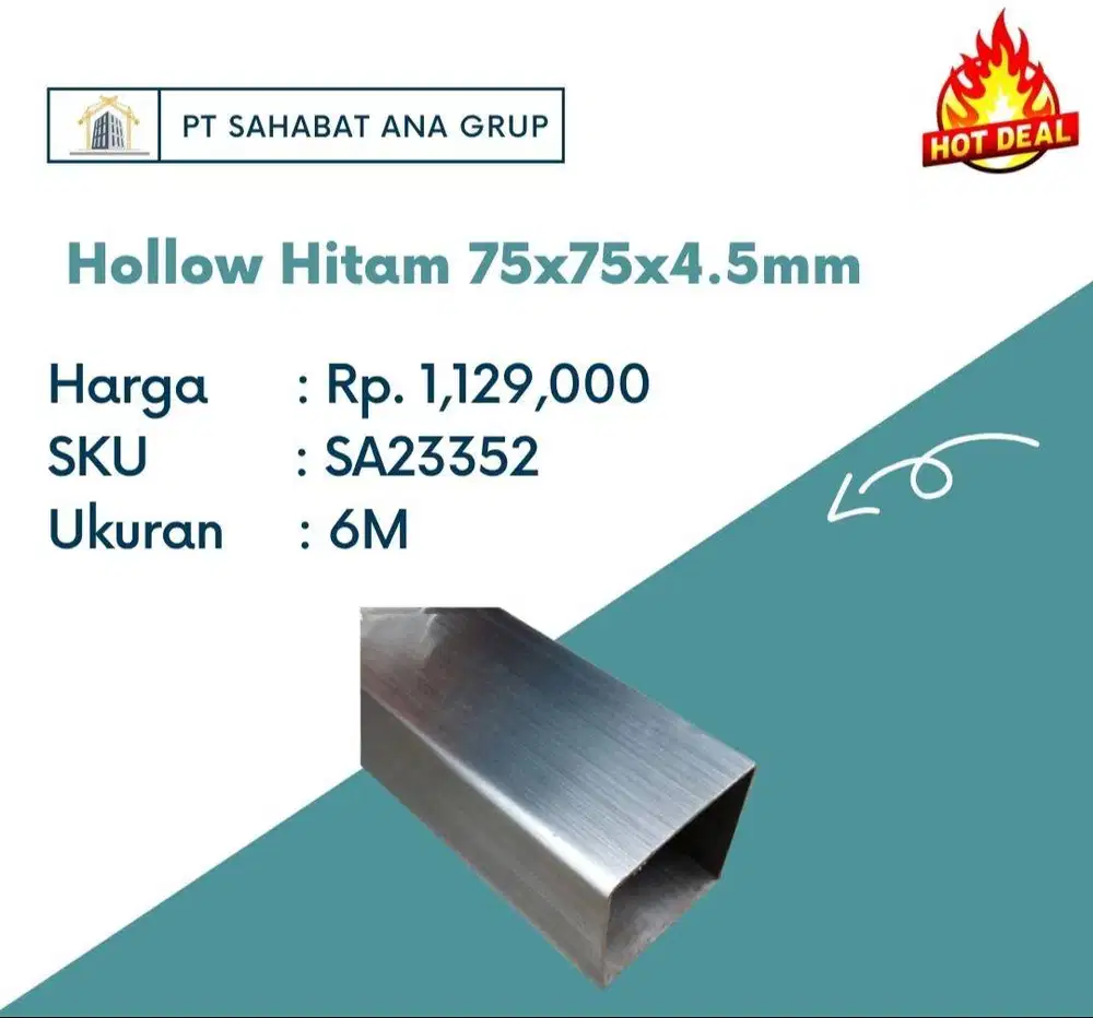 Hollow Hitam 75x75x4.5mm
