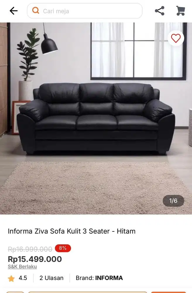 Informa Ziva Sofa Kulit 3 Seater