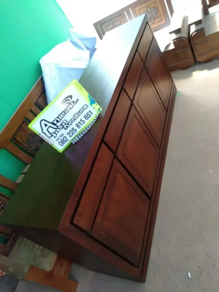 Bufet minimalis tv ready siap kirim full kayu jati