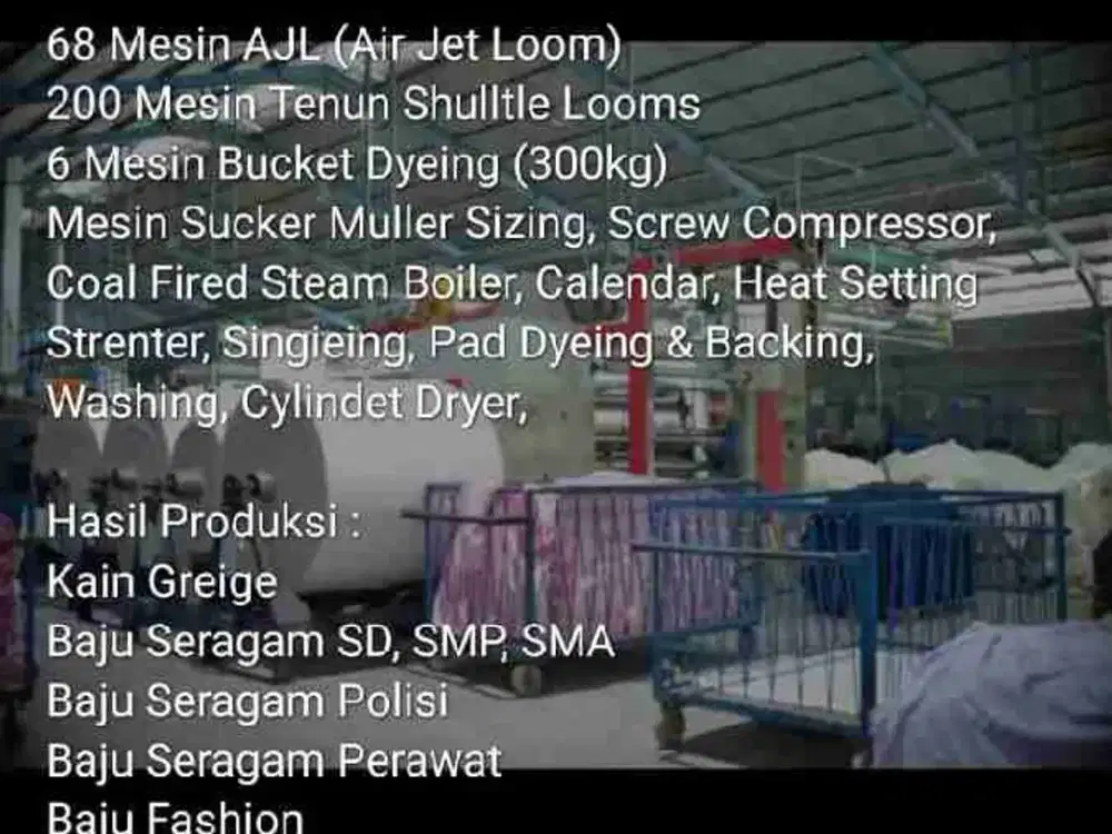 JUAL PABRIK TEXTIL JAWA TENGAH