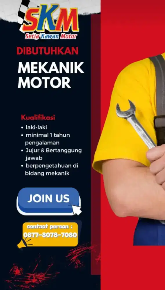 Dibutuhkan mekanik motor khusus daerah Depok)
