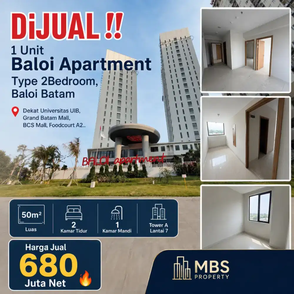 DiJUAL
1 Unit Baloi Apartment Type 2Bedroom , Baloi Batam