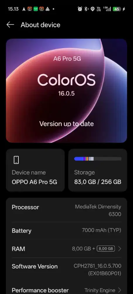 Oppo A6 Pro 5G (3bulan pemakaian) Warna Starlett Blue