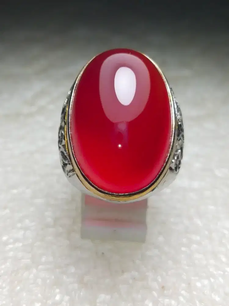 Cincin Natural Red Carnelian Dim.29.4x20.3x12.2 Jumbo Mewah