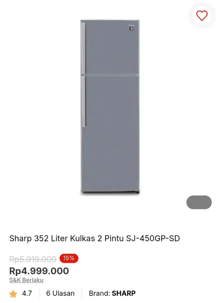 Sharp 352 Liter Kulkas 2 Pintu