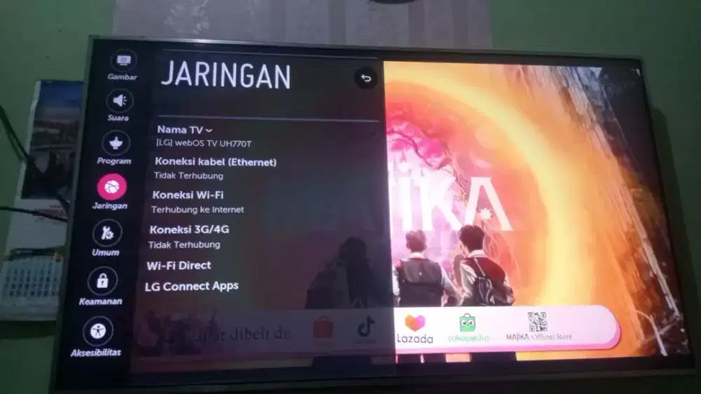Jual smart tv android resolusi UHD 4k merek LG tipe 55uh77ot