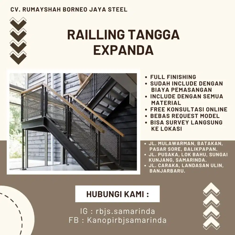 Railling Tangga Expanda Kombinasi Kayu