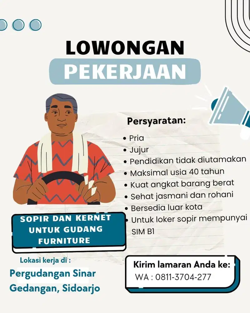 Dibutuhkan sopir B1