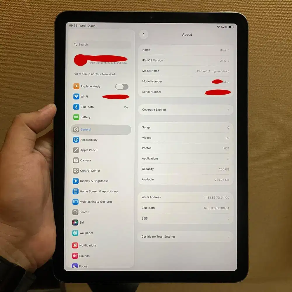 iPad Air 4 256GB Wifi Inter dan Apple Pencil Gen 2