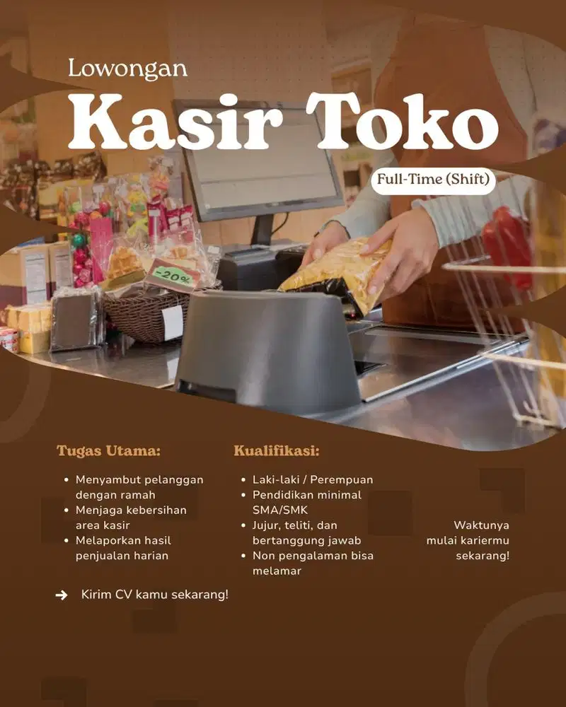 LOKER KASIR TOKO CEWE/COWO