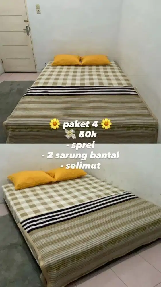 Paket Sprei, selimut, sarung bantal