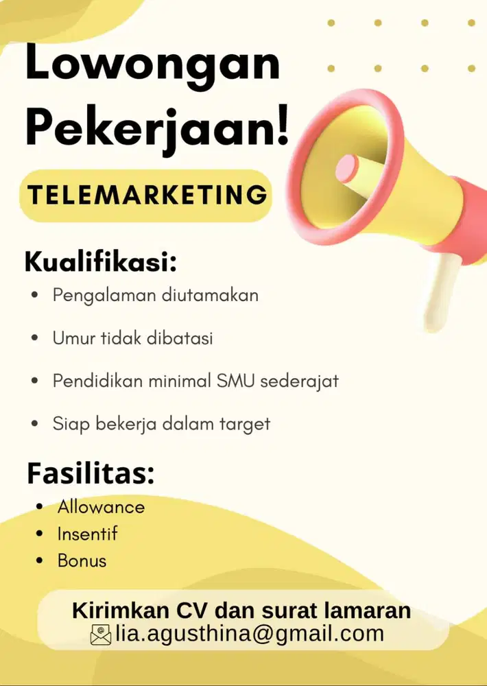 Dibutuhkan telemarketing perbankan (kartu kredit)