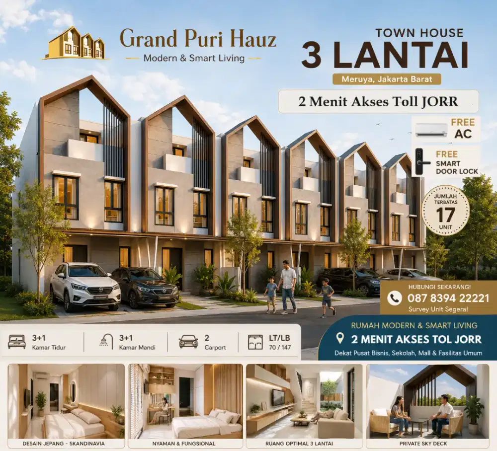 BARU! Town house 3 Lantai,.200 m dari akses Toll Meruya