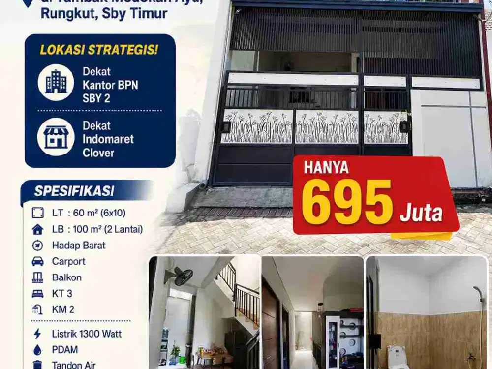 Rumah Murah 2 Lantai siap Huni di Tambak Medokan Ayu, Rungkut, Sby Timur
