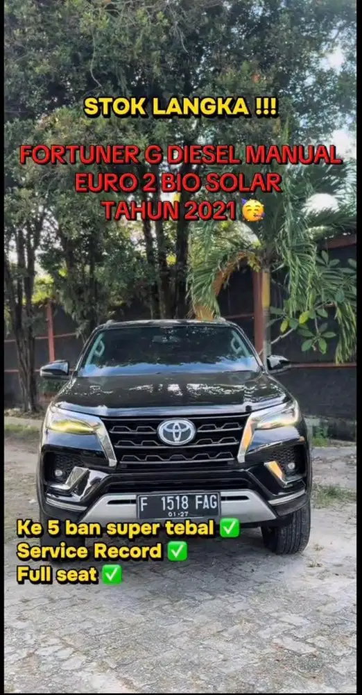 Di Jual cepat Fortuner g manual tahun 2021 tampilan Facelift