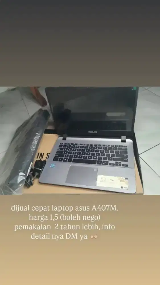Asus A407M RAM 4GB HDD 1TB - Siap Pakai, LCD Baru ganti