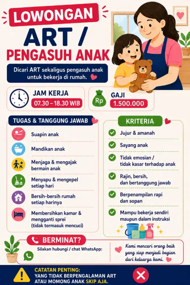 Di cari ART bisa menjaga anak