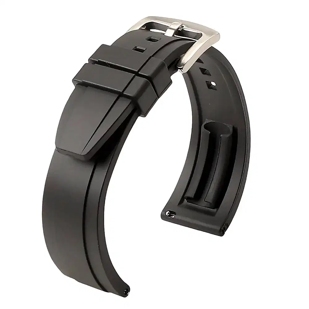 260608A Silicone Rubber Strap 22mm Black Watch Band Tali Jam Tangan Ka
