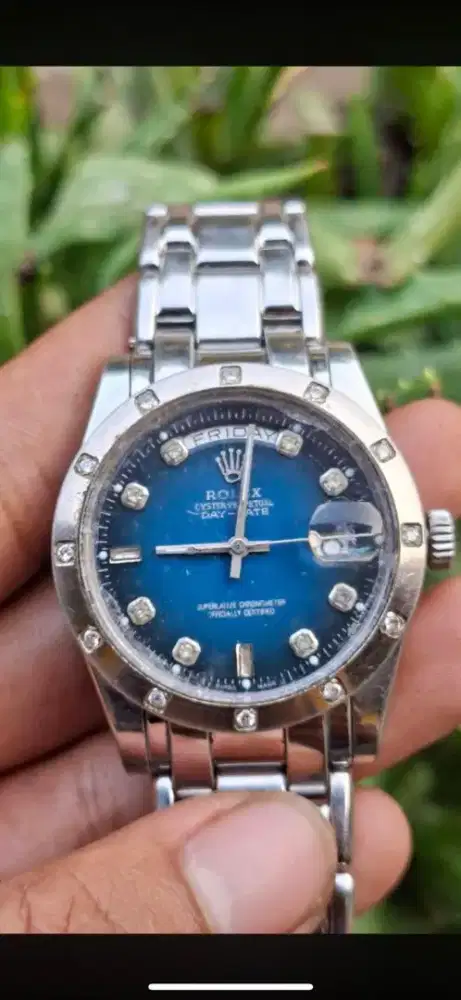 Rolex daydate premium swiss movement blue dial white gold
