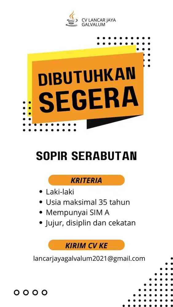 Lowongan supir serabutan
