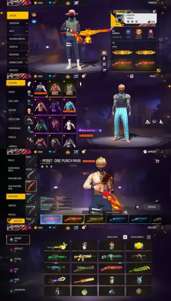 Jual akun ff spek GG