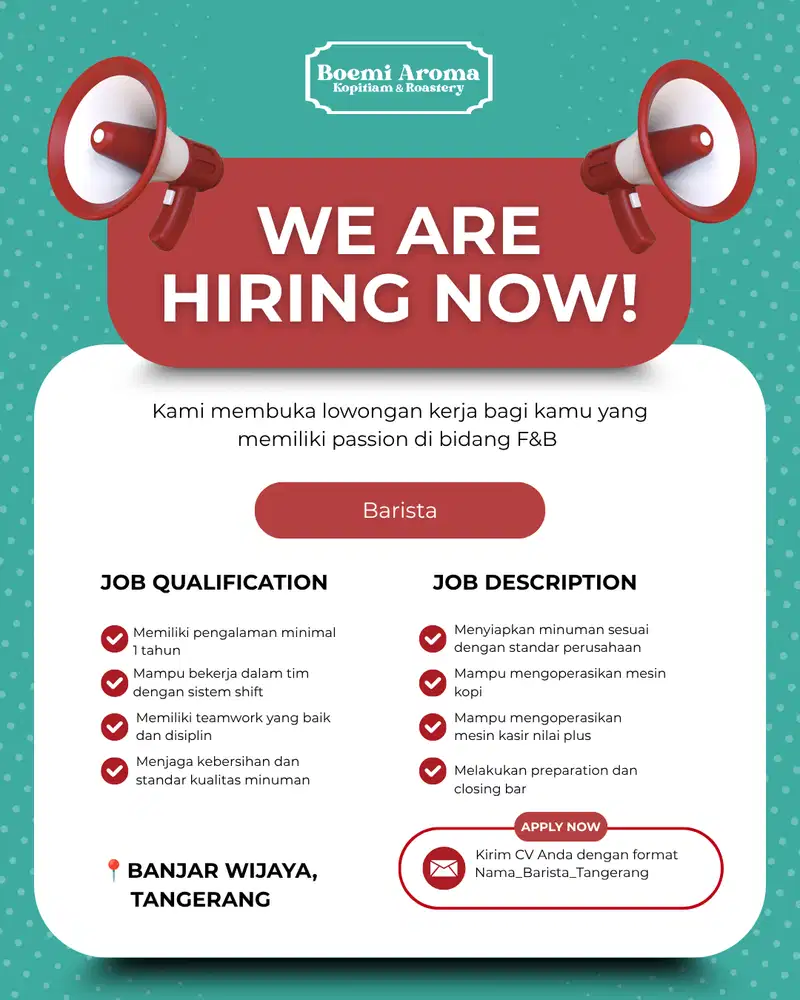 LOKER BARISTA TANGERANG