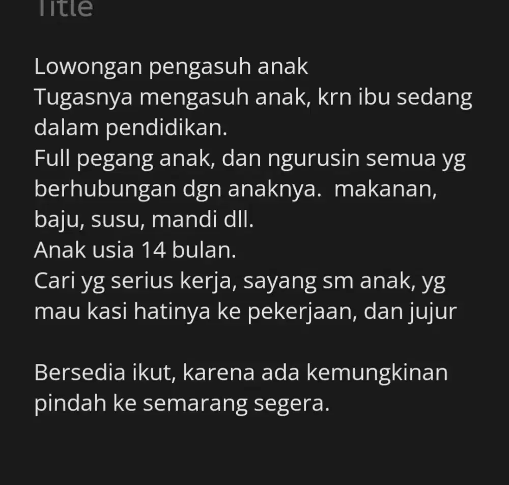 Lowongan pengasuh