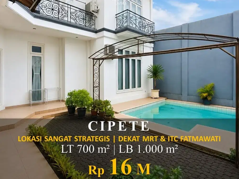 Cipete 700m² SHM Kolam Renang Muka 26m 6KT, 16M Nego