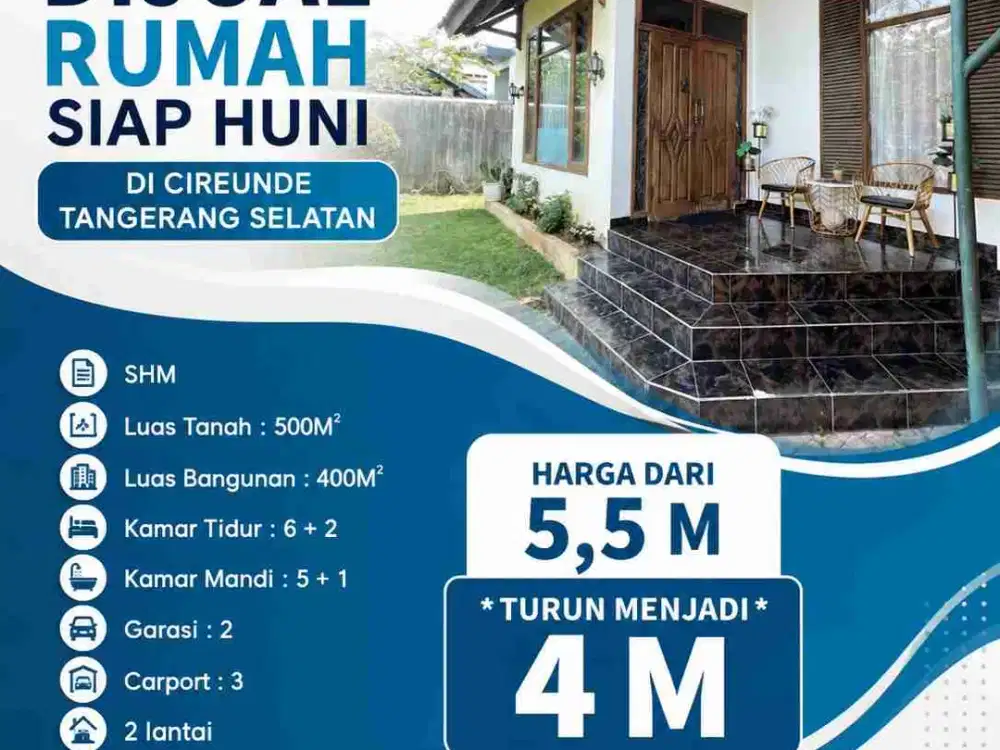 9-409
DIJUAL RUMAH SIAP HUNI DI CIREUNDE TANGERANG  SELATAN