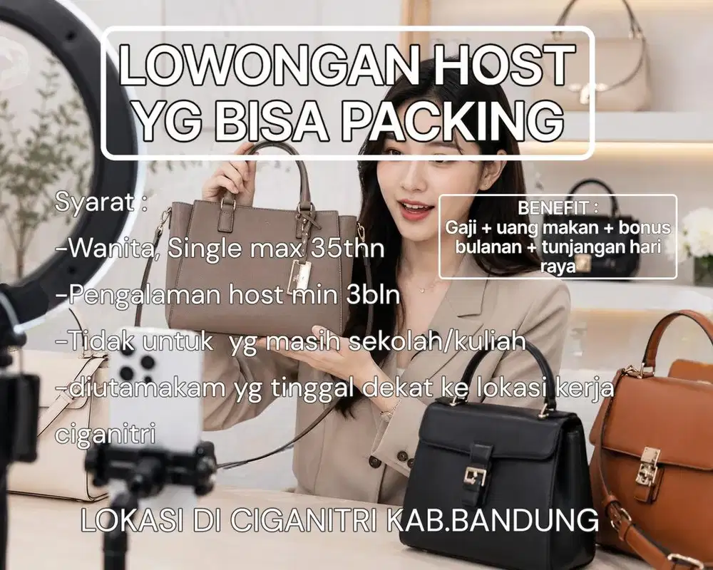 Lowongan host jualan tas
