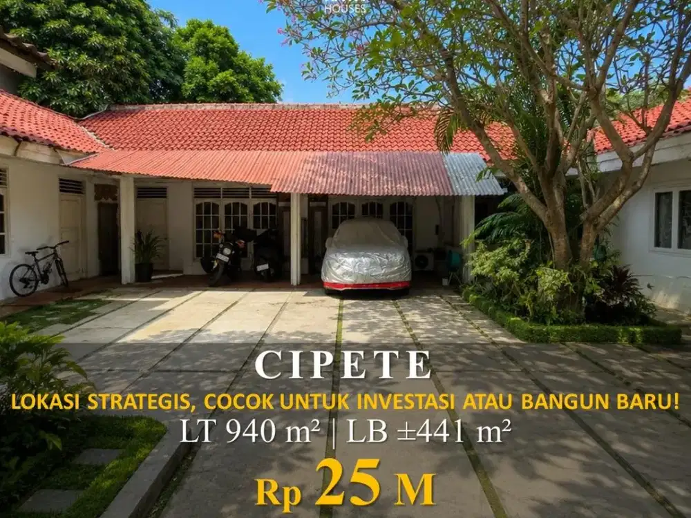 Cipete 940m² Hitung Tanah 35x26m SHM Dkt Fatmawati, 25M Nego