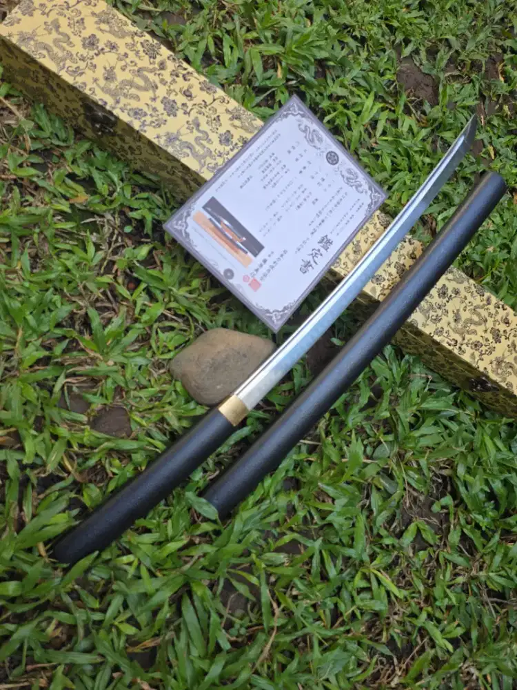 Pedang samurai katana wakizashi kagekiri shirasaya T10 real hammon