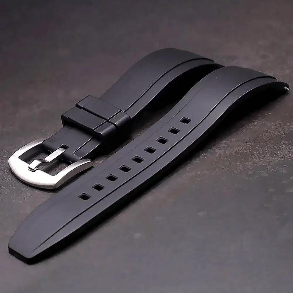 260610A Silicone Rubber Strap 22mm Black Watch Band Tali Jam Tangan Ka