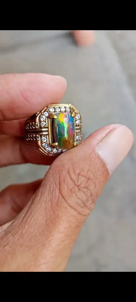 Batu Cincin Akik Permata Natural Opal Kalimaya Jarong Cakep