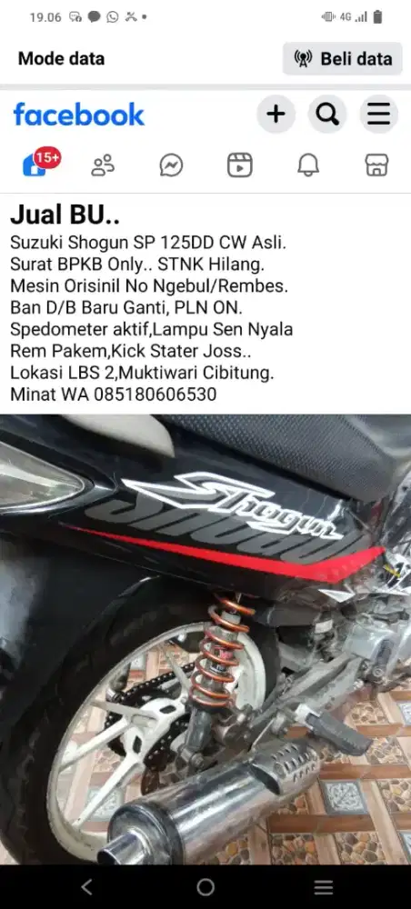Suzuki Shogun Sp125DD Velg Racing S.Pakai,Mesin Sehat,BBM irit.