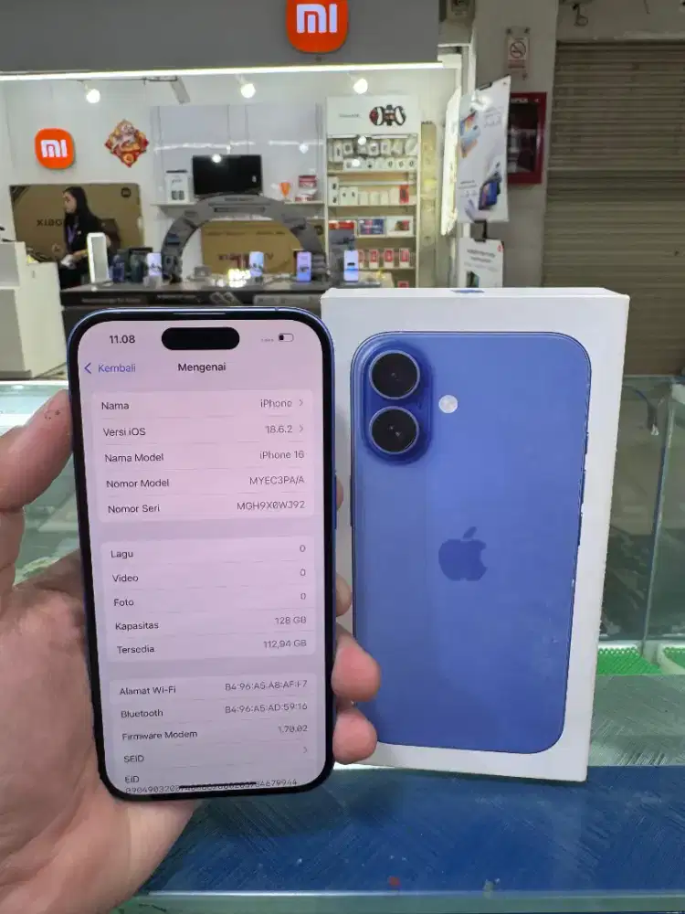 Jual Iphone 16 128 GB ibox fullset mulus BH 93% Ori