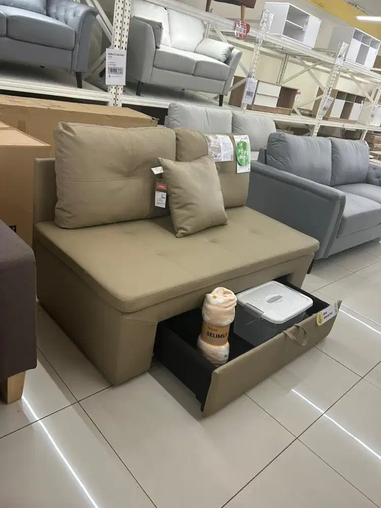 SOFA 2 SEAT CANTIK DENGAN PENYIMPANAN