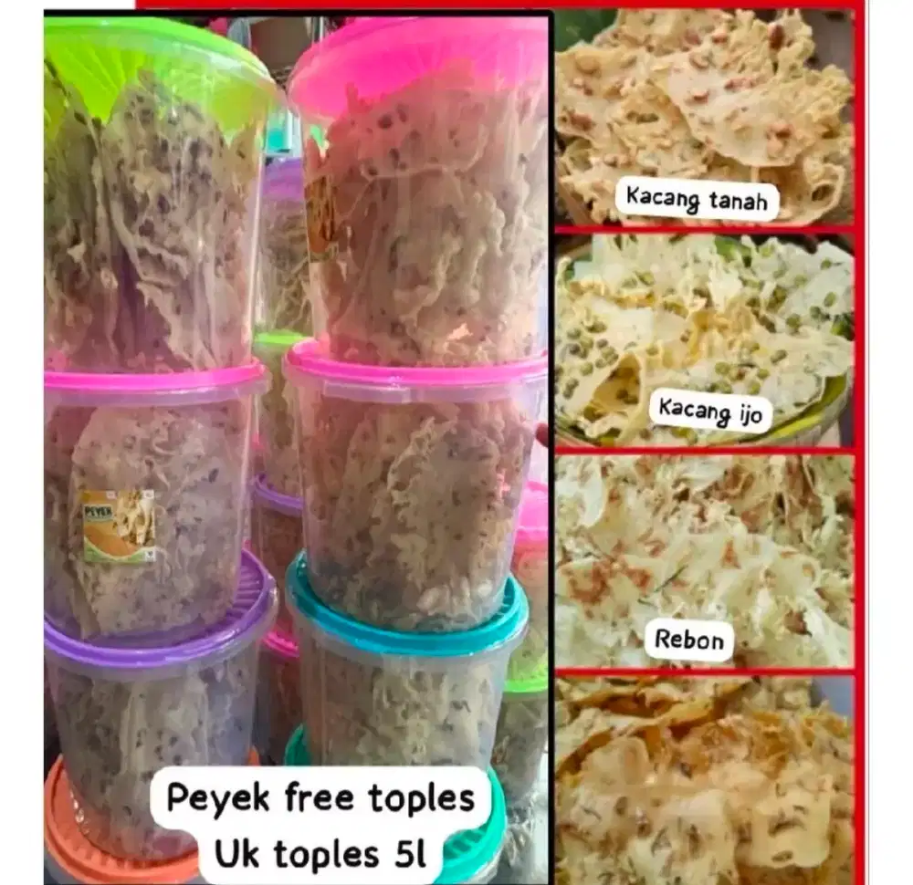 Peyek Kacang, Rebon, Teri ukuran Toples 5Liter