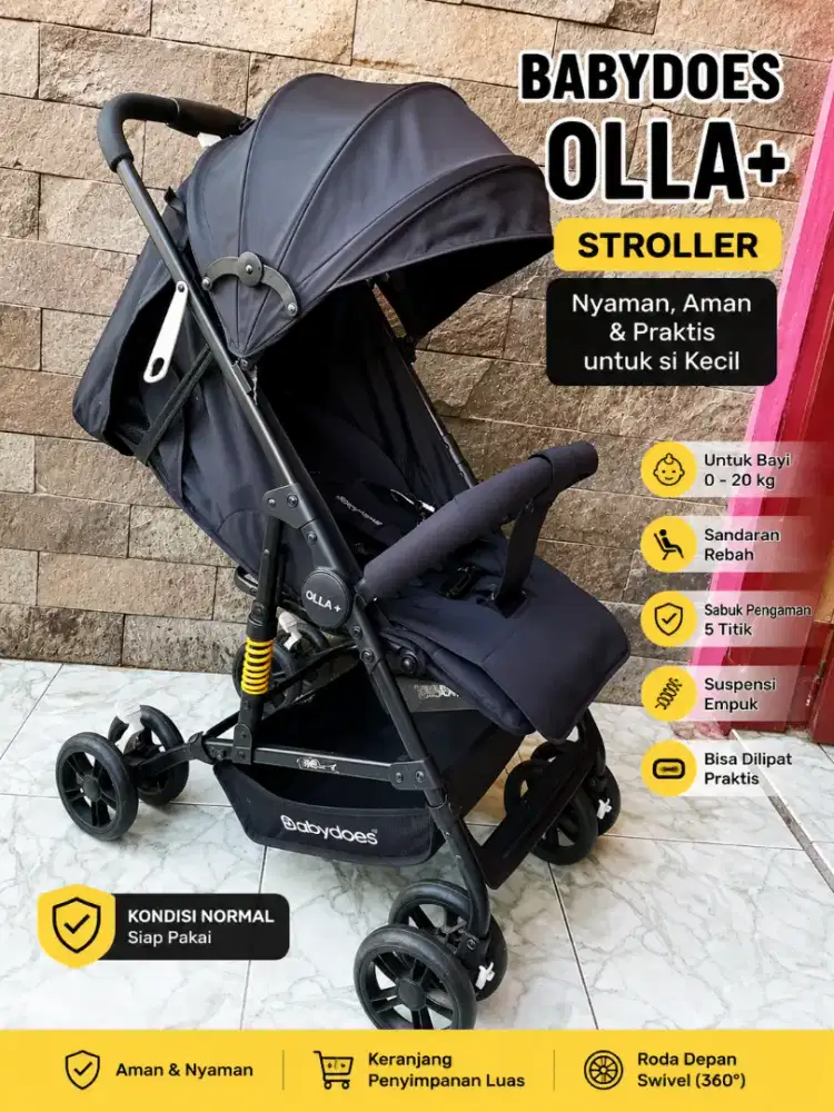 Stroller Babydoes Olla+ Hitam Bekas Kondisi Normal Siap Pakai